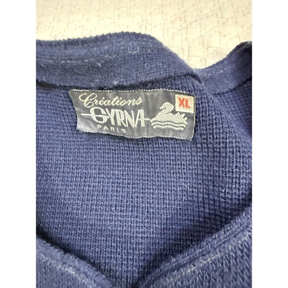Vintage Paris Sweater Cardigan Yorkies Creation Gyrna | Navy | Womens Size XL - Picture 7 of 13